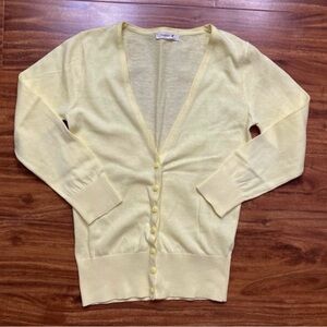 Teaspoon Women's Yellow Lightweight Cotton Button Cardigan Size Small Classic